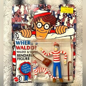 1991 Vintage "Where's Waldo?" bendable figure set-Waldo and his dog Woof.